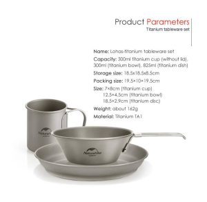  ست ظروف نیچرهایک (naturehike titanium tableware) مدل CNH22CJ044